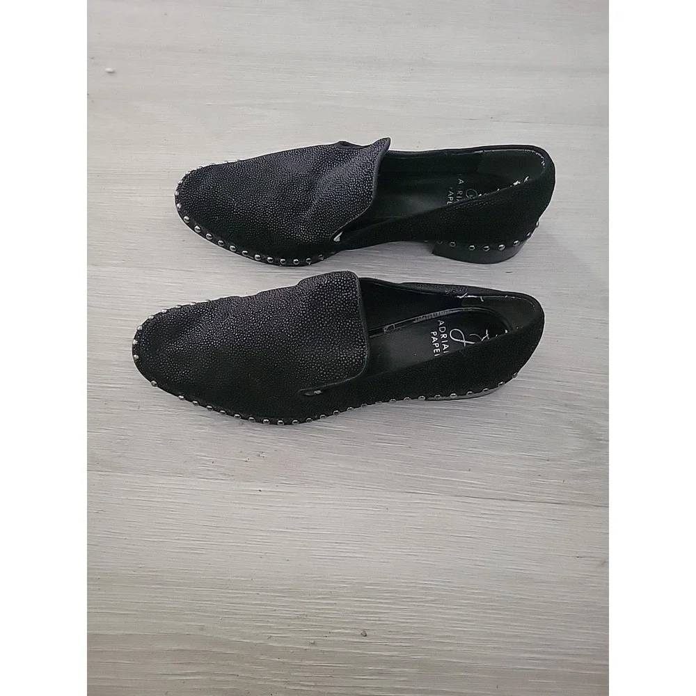 Adrianna Papell Maura Studded Loafers Black Mermaid Textured Searay 7 Officecore